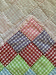 Patchwork Plaid Gingham Throw Blanket Multicolor Pastels 35” x 37” Handmade