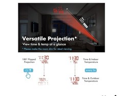 Dr. Prepare Projection Alarm Clock for Bedrooms with Indoor &Outdoor Temperature
