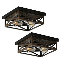 2-8 Light Black and Gold Retro Ceiling Lamp Farmhouse Corridor Dining Room Lamp