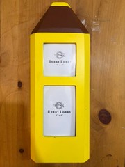 Hobby Lobby 18»x7» Yellow Pencil Double Picture Frame 4×4 and 4×6 with Glass
