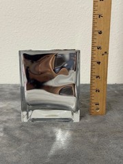 Large Heavy Rectangular Decorative Flower Vase MirrorThick Glass 5.5″x 4″ x 3.1″