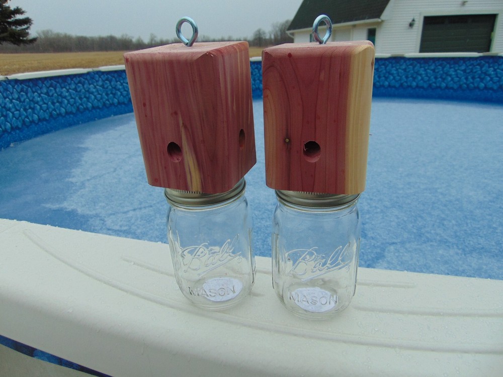 2 Red Cedar Carpenter Bee-bore traps FREE SHIPPING 100% Made in America