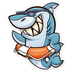 Cartoon Funny Shark – Vinyl Decal Sticker – Car Window Laptop – ebn7821