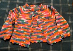 Vintage 1973 Handmade Crochet Sweater And Hat Neon Colors Size 12-18 Months