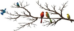ESTART Metal Birds Wall Art, Metal Vivid Birds on Branch Silhouette Wall Deco…