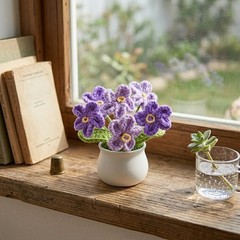 Handmade Crochet Potted Flower Forget-Me-Not Lily of The Valley Multi Colors