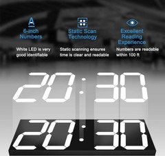 Large LED Wall Clock Remote Control Auto Dimmer Countdown Timer White Display
