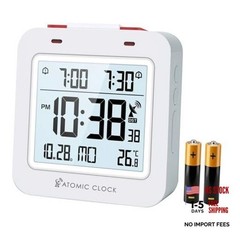 Small Digital Atomic Alarm Clock for Bedroom, 3.15 Inch Portable Travel White
