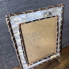 Rustic Birch Bark Picture Frame For An 8”x10” Photo- Folk Art Twig Cabin