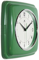 Square Silent Retro Wall Clock 9-Inch Mid Century Modern Kitchen Clock with …