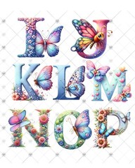 BUTTERFLY Monogram Letter Name Water Color Art Print – UNFRAMED – Personalized