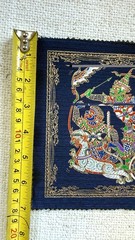 Set of 2 Thai Ramakien Silk Print Fabric Panels 7” Square Mythology Art