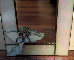 Hanging Stained Glass Rectangular Mirror w/ Angel – 7″x4.5″