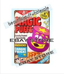 1974 Magic Puffs The Magic Hat childhood breakfast cereal metal tin sign