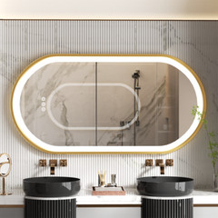 LED Bathroom Mirror Gold Oval Illuminated Wall Mirror Vanity Mirror 600 x 1200mm