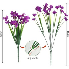 UV Resistant Artificial Flowers 72 Bundles Fake Violet Garden Decor Easy Care US