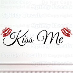KISS ME WITH LIPS BEDROOM GOODNIGHT LOVE Quote Vinyl Wall Decal Decor Sticker