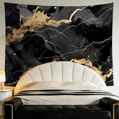 Qghot Black And Gold Marble Tapestry Wall Hanging Modern Abstract Black