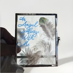 FloutGlass Frames 5×4 Inch, Hanging Double Glass Picture feathers and phrase