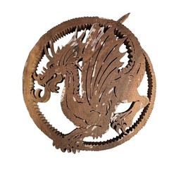 Wood Laser Cut Round Dragon Wall Hanging Fantasy Hanger Trivet. READ