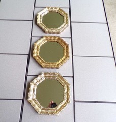 HOMCO Gold Accent Mirrors set of 3 Octagon 6 1/2″ diameter Vtg Home Interiors