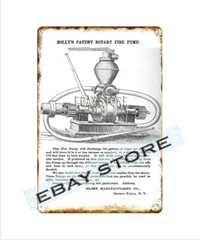 1877 Silsby Rotary Steam Fire Engines Seneca Falls NY fire pump tin sign plaque