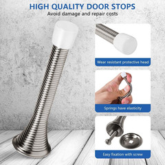 12 Pack Spring Door Stops 3 1/4 Inch Flexible Heavy Duty Spring Door Stopper wit