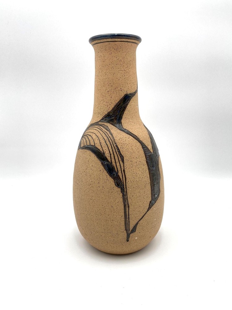 Boyce Signed Pottery Vase – Earthy Matte & Glossy Glaze, 13” Tall
