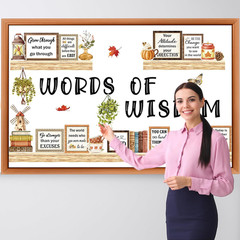 Bookshelf Bulletin Board Set, Motivational Words of Wisdom Cutouts for Classroom