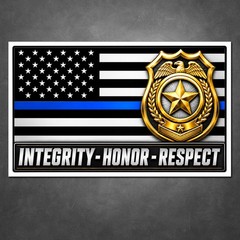 Thin Blue Line Police Support American Flag Badge Sticker Vinyl Decal Car Truck