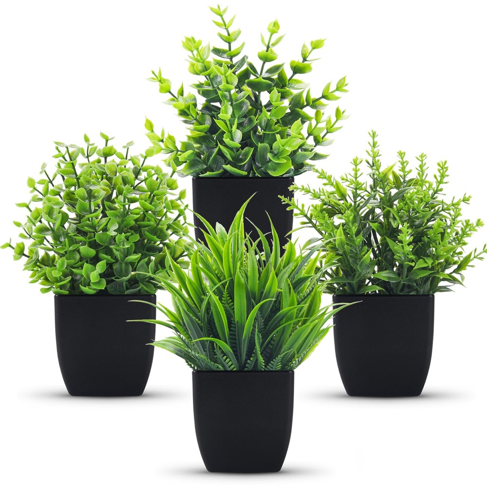 Artificial Potted Plants Faux Indoor Lifelike Decor For Bathroom Office Shelf