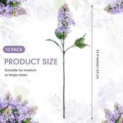 10 Pcs 24″ Artificial Lilac Flowers Purple Fake Delphinium Antirrhinum Stem Real