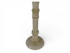 Beige Stone Candlestick Holder Traditional Column Floral Birds Home Decor Accent