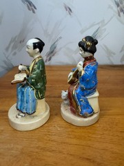 Vintage Ardalt Lenwile Hand-Painted Porcelain Asian Musician & Scholar Figurine