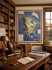Real 3D raised relief map of North America – with touchable mountain peaks.