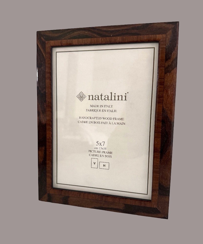 NEW Natalini Handmade 5 x 7″ Italy Lacquer Photo Picture Frame Brown Wood Modern