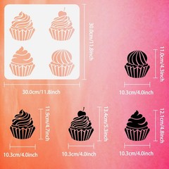 FINGERINSPIRE Cupcake Stencil for Painting 11.8×11.8 inch PET Hollow Out DIY …