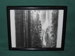 Upper & Lower Yosemite Falls *8×10 Framed Poster Print *Black & White *Framed VG