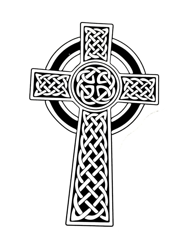 Celtic Cross Irish Sticker (3 Inch) Line Art Minimal Gothic Sketch Grunge
