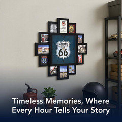 Photo Collage US Route 66 Black Wall Clock 20 In.