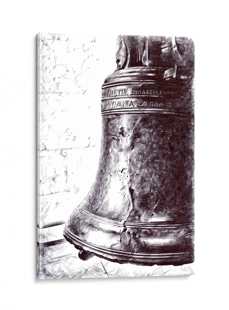 Unique Liberty Bell Philadelphia Black and White Wall Decor, 18x26in American…