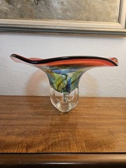Dale Tiffany Multi-Color Murano Art Glass Extra Large Bowl