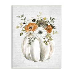 Festive Flower Bouquet Pumpkin Cursive Words Background Botanical & Floral