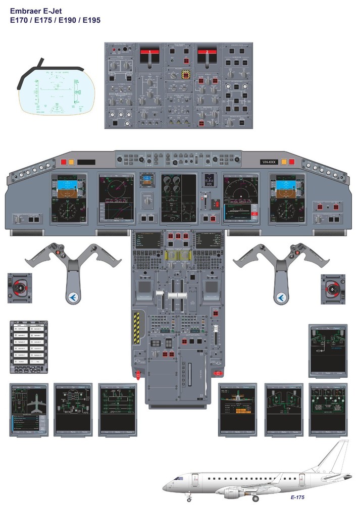 Embraer E-Jet E170 E175 E190 E195 Cockpit Poster 24in x 36in
