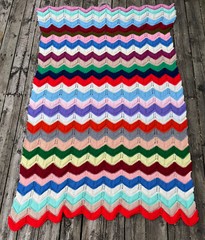 Vintage Afghan Crochet Handmade Throw Blanket 82×48 Rainbow Multi-Color