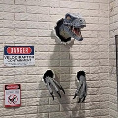 Wall Mounted Dinosaur Sculpture 3d Bust Hanging Prop Replica Art Home Decoration