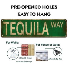 KooLL Street Sign Tequila Way Vintage Rustic Retro 4×16 inches, Green