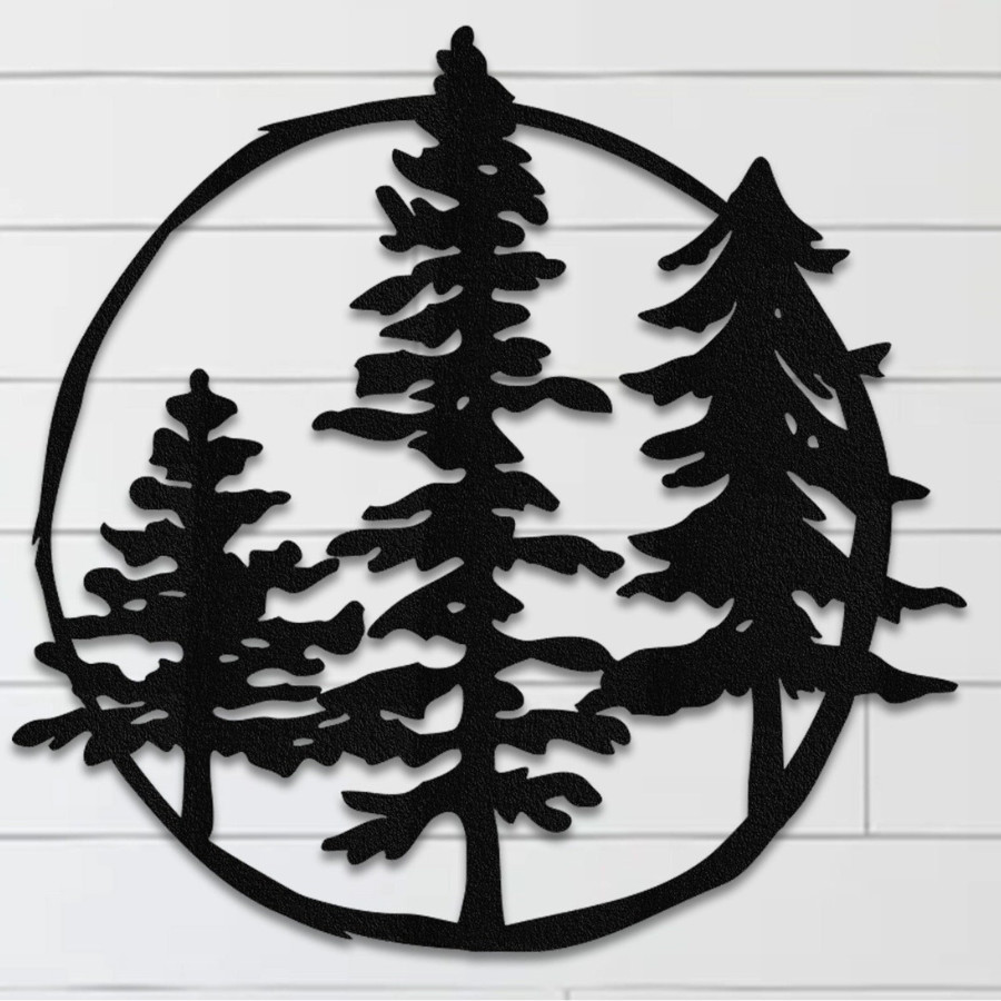 Personalized Pine Tree Metal Sign, Rustic Forest Wall Decor Gift