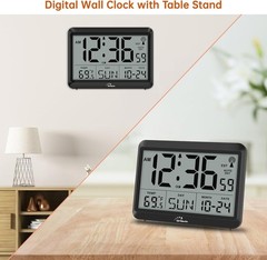 Atomic Clock with Indoor Outdoor Temperature, Self-Setting Wall Clock