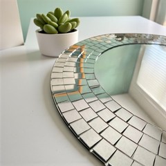 IKEA Tranby Wall Mirror 20” Round 1999 Mirror W/ Mirror Mosaic Border LOCAL CA